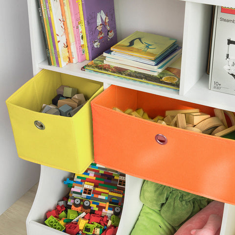 SoBuy | Kinderbücherregal | Spielzeugtruhe | Aufbewahrungsregal für Kinder | Weiß | KMB26-W