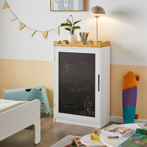 SoBuy | Kinderregal mit Tafel | Aufbewahrungsschrank | Kinderzimmer | KMB43-W