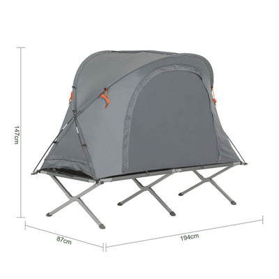 SoBuy 4in1-Zelt Campingzelt Feldbett 1 Mann Zelt Outdoor Grau 194x147x87cm OGS60-HG