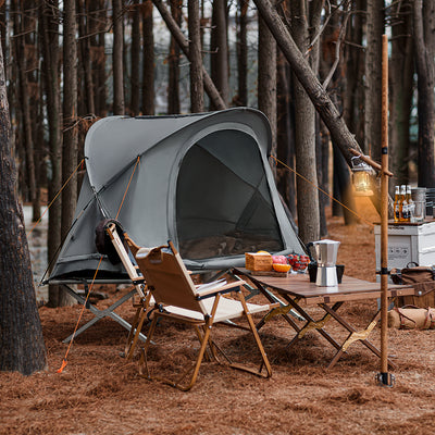 SoBuy 4in1-Zelt Campingzelt Feldbett 1 Mann Zelt Outdoor Grau 194x147x –