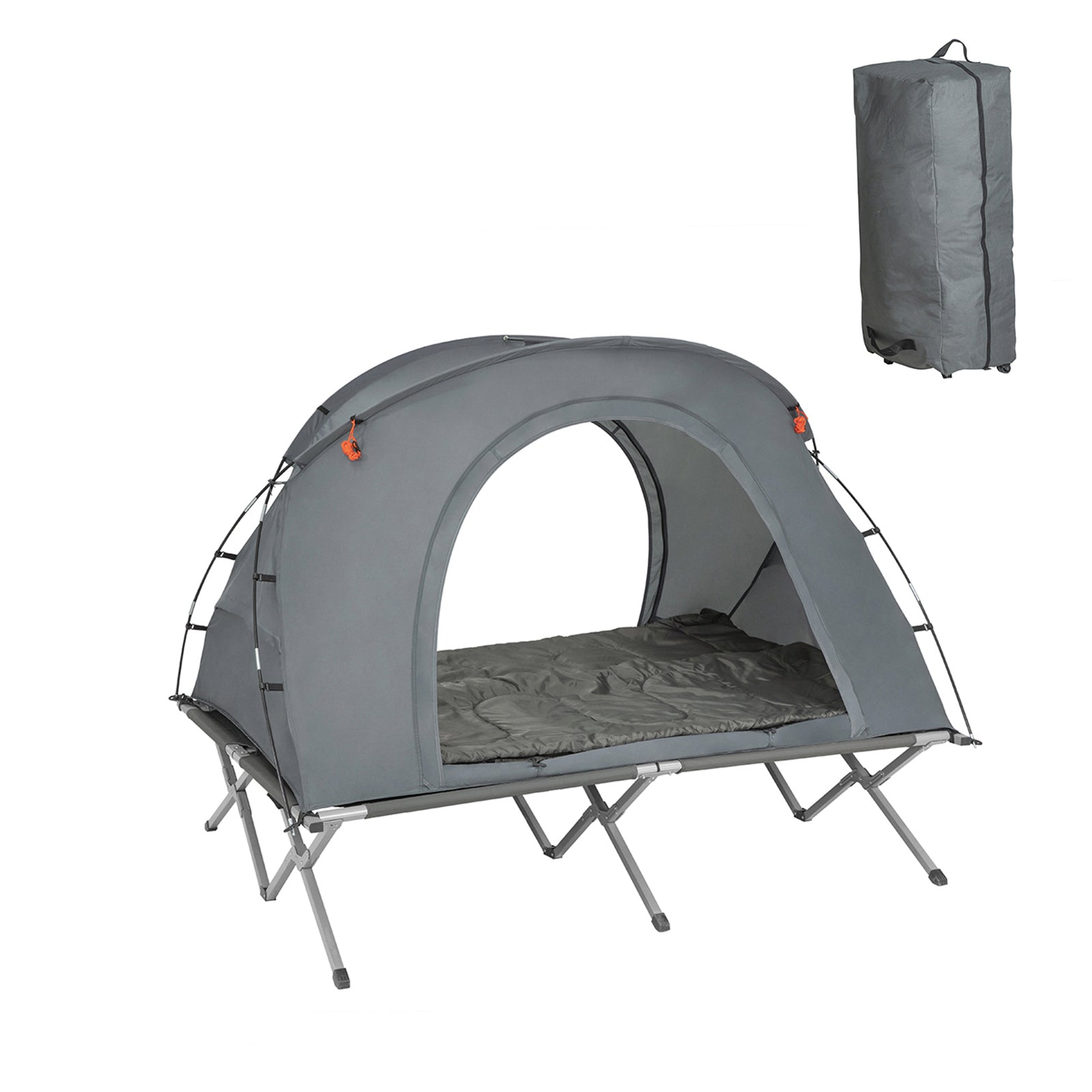 SoBuy 4in1-Zelt Campingzelt Feldbett 2 Personen Outdoor Grau 194x157x145cm OGS60-L-HG