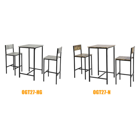 Sobuy | Bart stůl s 2 barové stoličky | Bartisch set | 3-díl | Šedá | OGT27-HG