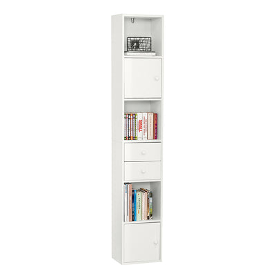 SoBuy | Bücherregal mit Schubladen | Bücherschrank | Standregal Holz | STR10-W
