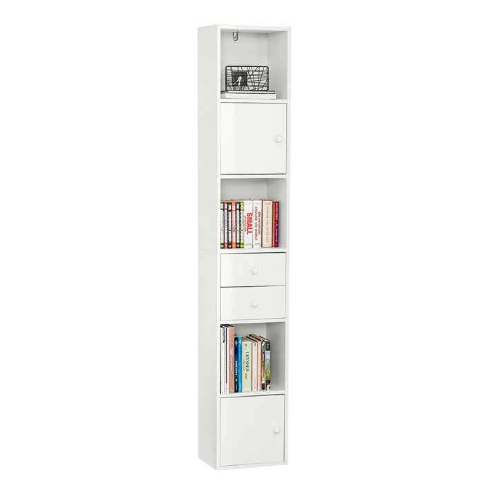 SoBuy | Bücherregal mit Schubladen | Bücherschrank | Standregal Holz | STR10-W